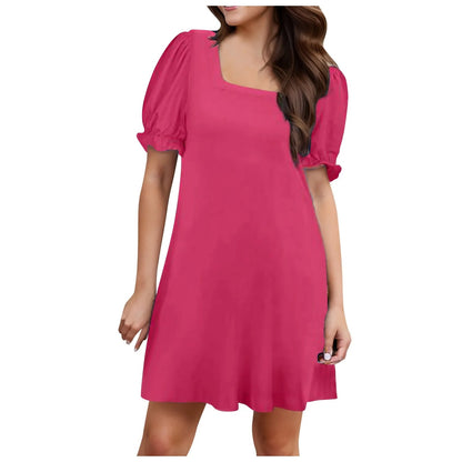 Square Neck Ruffle Midi Dress