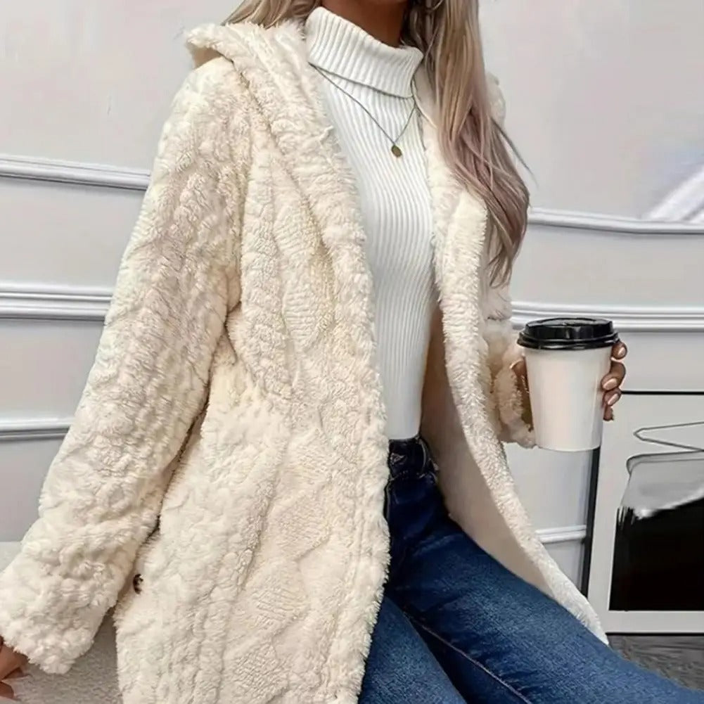 Stylish Hooded Plush Cardigan Jacket