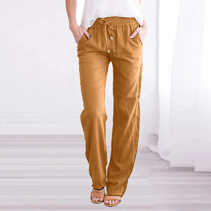 Cotton Linen Drawstring Loose Pants