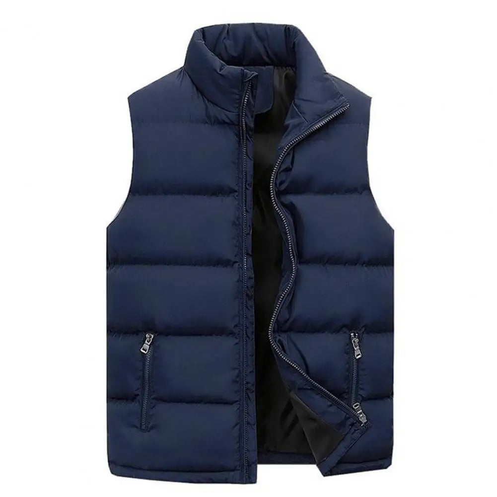 Men's Solid Cotton Padded Stand Collar Jacket