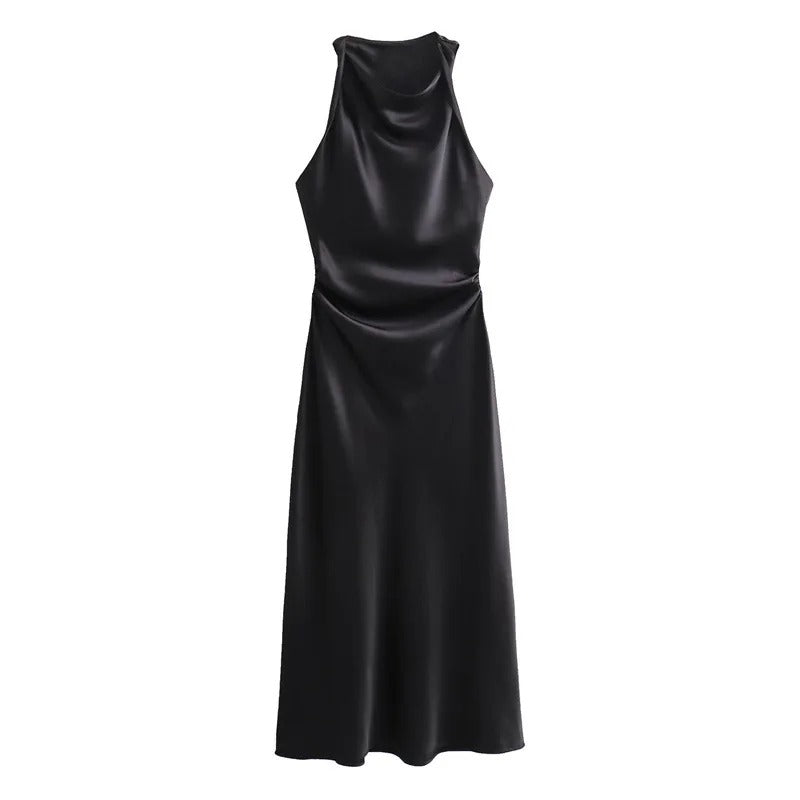 Satin Glow Summer Evening Dress