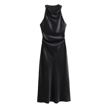 Satin Glow Summer Evening Dress