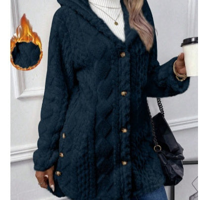 Long Jacket Winter Solid Color Long Sleeve Coat