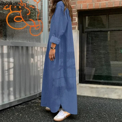 Oversized Korean Denim Maxi Dress