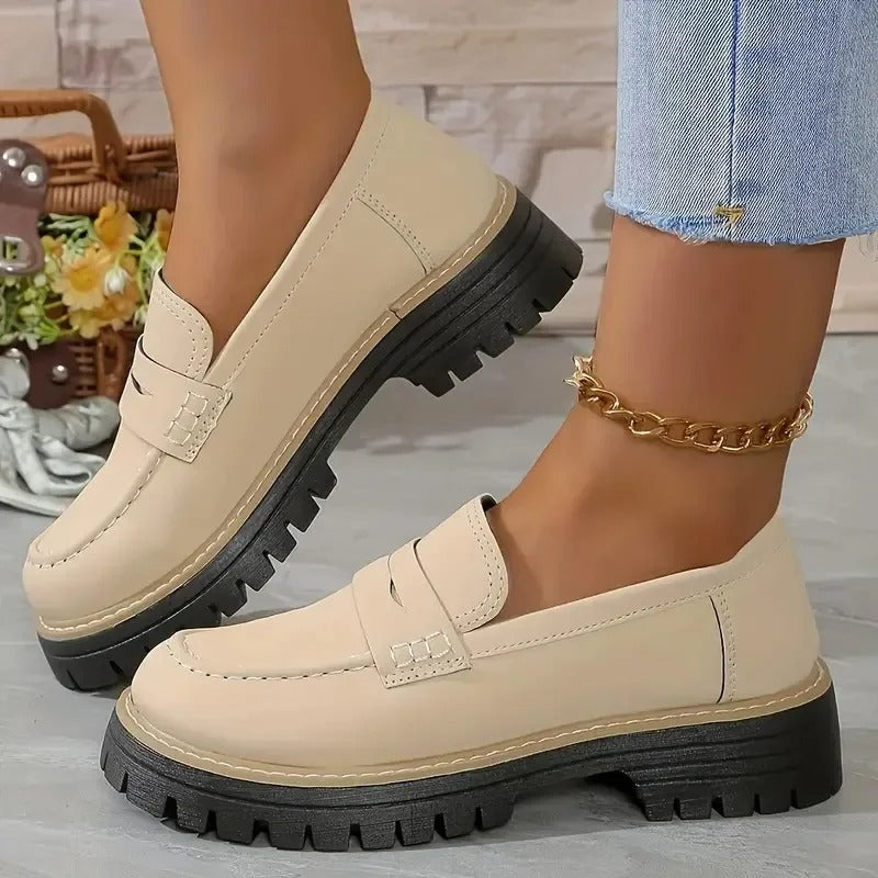 Retro Charm British Thick Heel Sandals