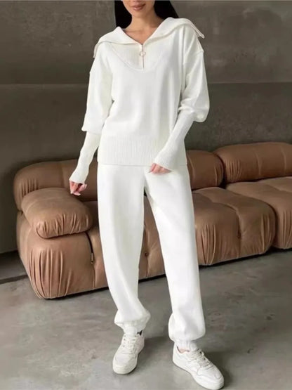 Zipper Hoodie & Sweatpants Set for Women
