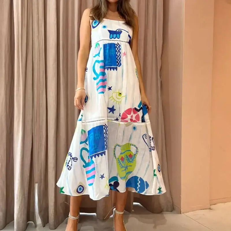 Wanderlust Vibes Pleated Summer Dress