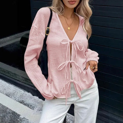 INS Style Cotton V-Neck Top