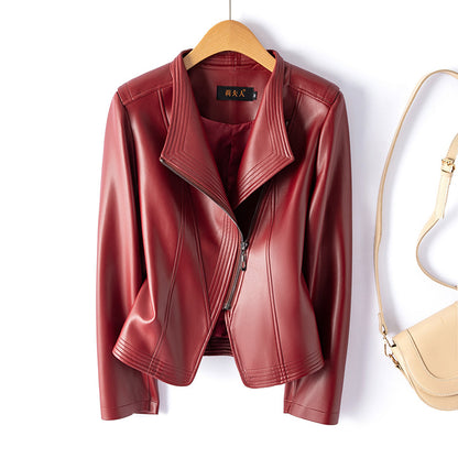Women's Short Plus Size Leather Jacket