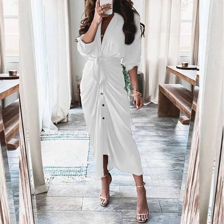 Boho Print Irregular Pleat Summer Dress
