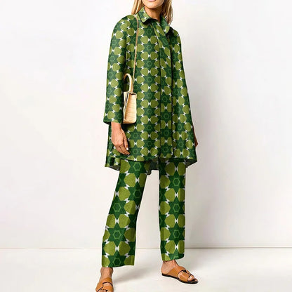 Vintage Print Loose Two-Piece Set