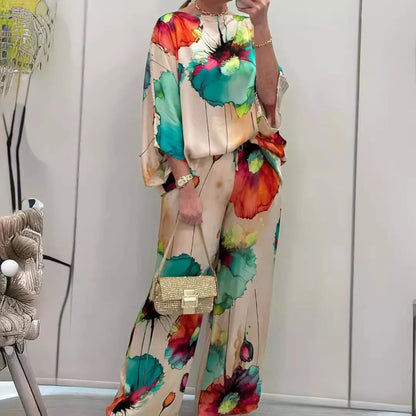 Elegant Satin Trousers Set