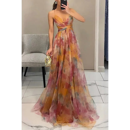 Women's Mesh Print Slim Dress