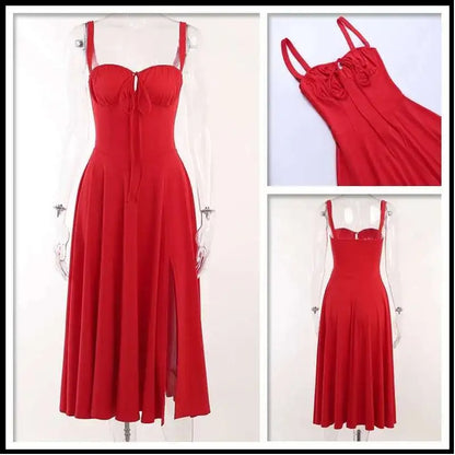 Sleek Spaghetti Strap Bodycon Midi Dress