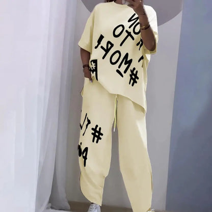 Summer Vibe Letter Print Tracksuit Set