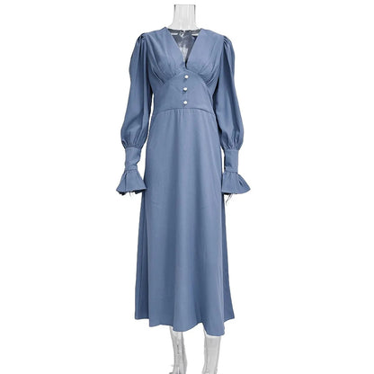 V-neck Slim A-Line Dress