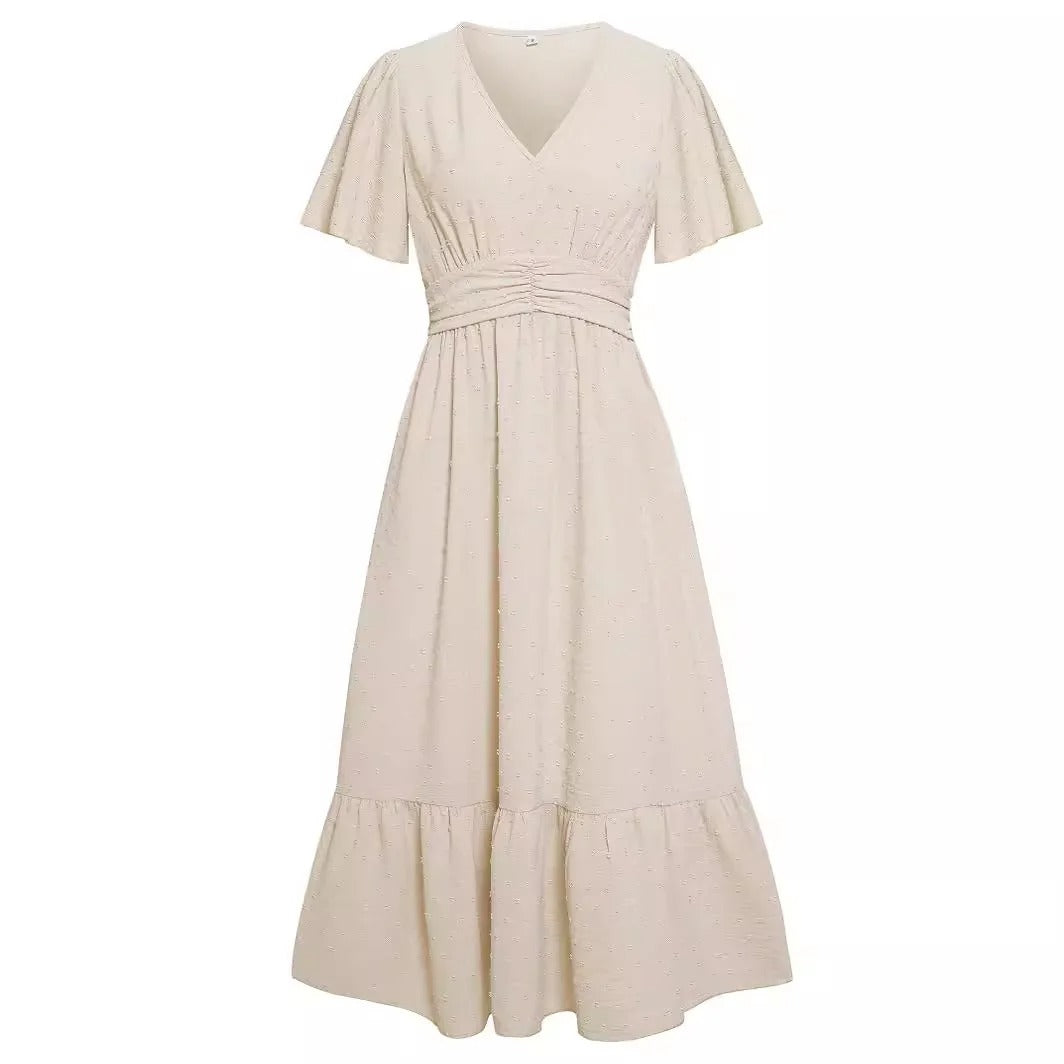 Elegant Lotus Sleeve Summer Dress