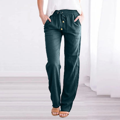 Cotton Linen Drawstring Loose Pants