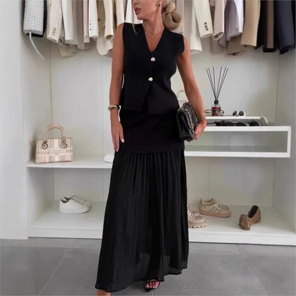 Elegant Chiffon Two-Piece Skirt Set