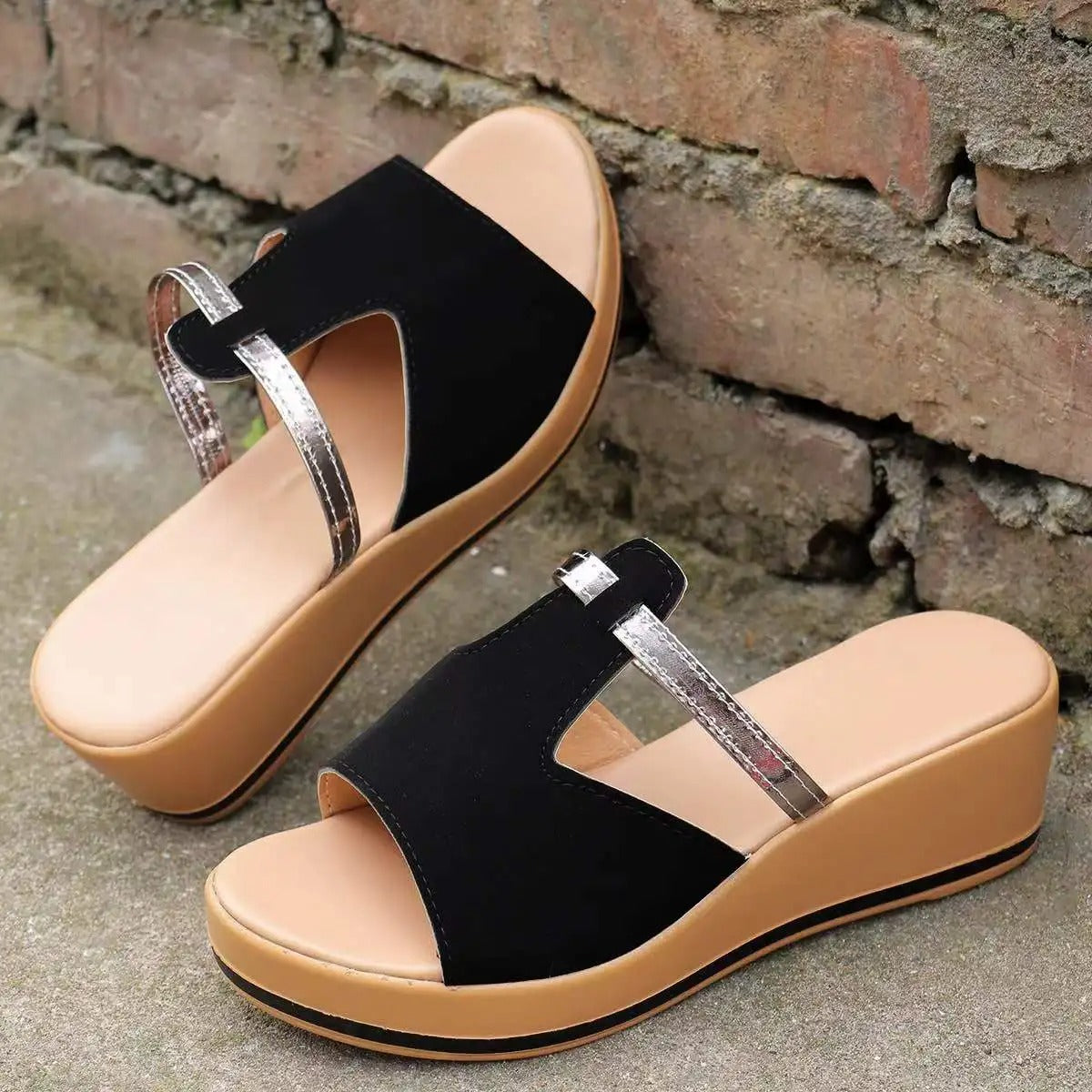 Gold Wedge Platform Sandals