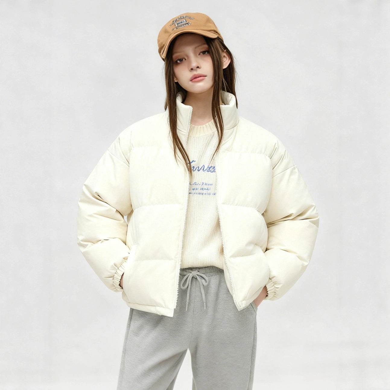 Women's Simple Casual Solid Warm Cotton Coat