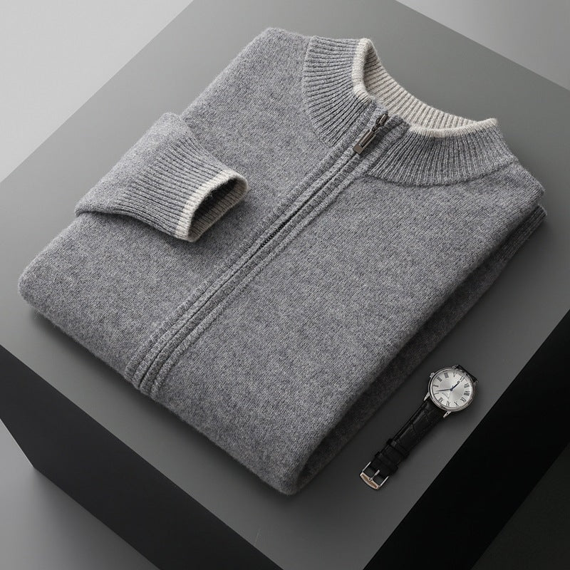 Men’s Fashion Contrast Color Zipper Sweater