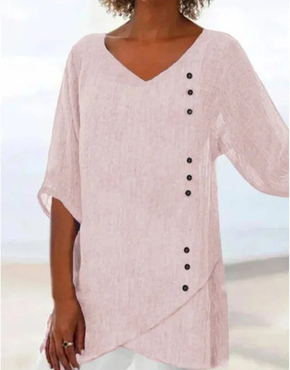 Blue Cotton V-Neck