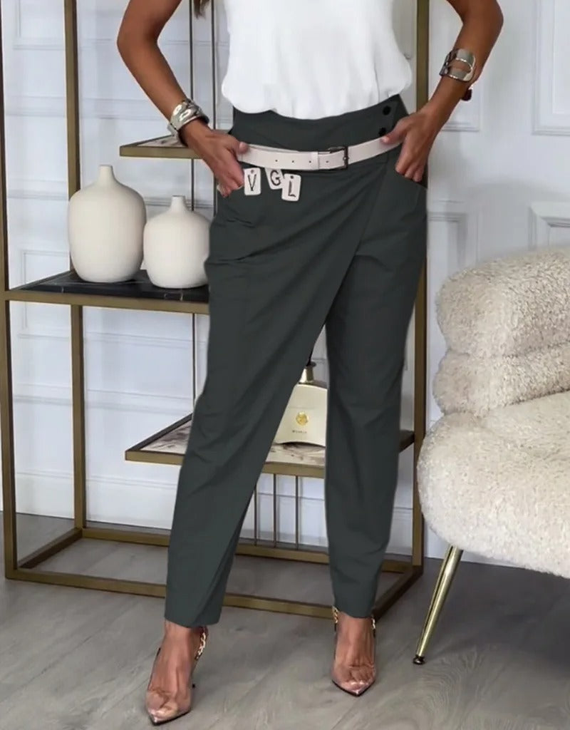 Asymmetric High Waist Suit Pants