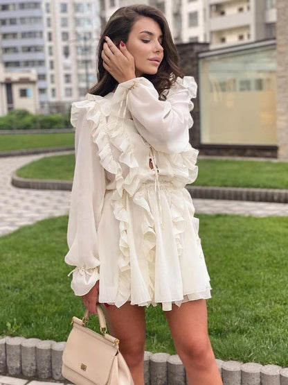 Sexy Sheer Lace Mesh Shirt Dress