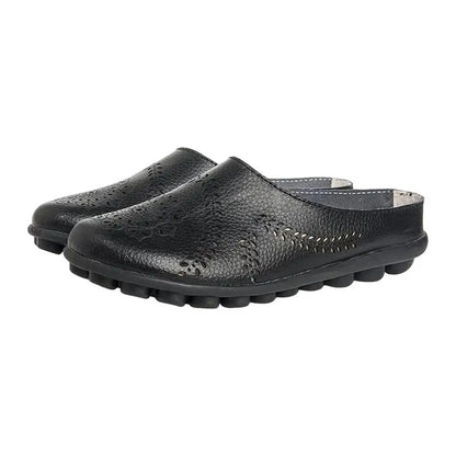 Breezy Chic Leather Slip-On Mules