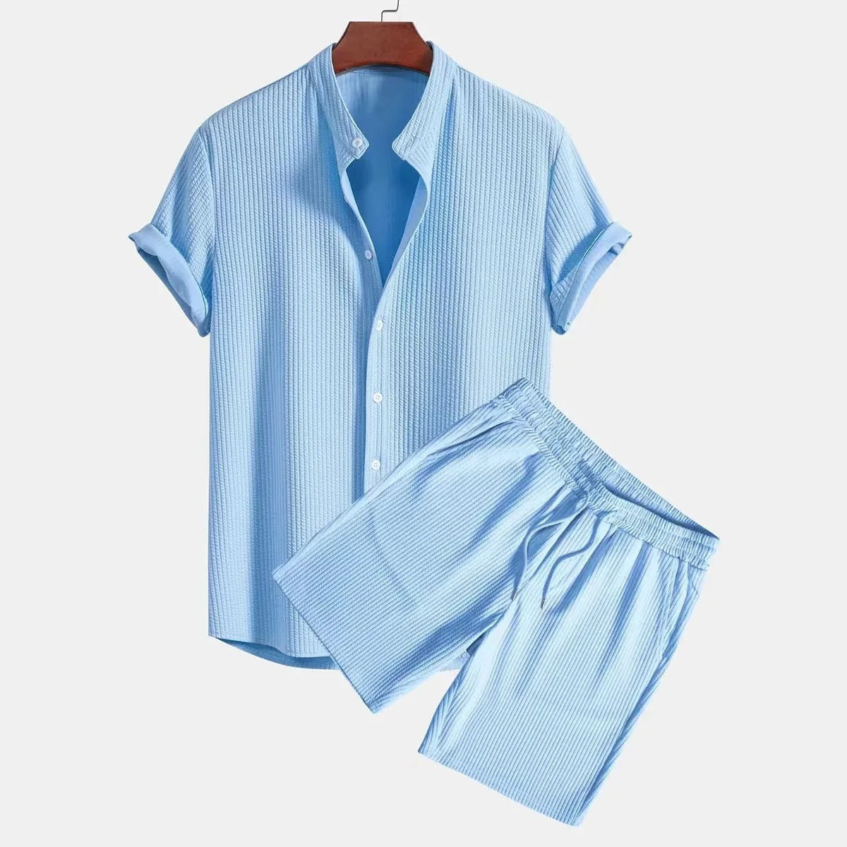Stylish Men’s Solid Stripe Two-Piece
