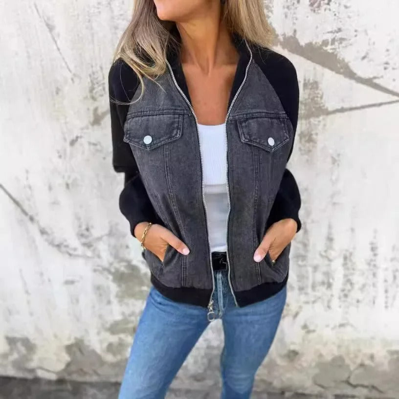 Cozy Patchwork Woolen Zip Jacket