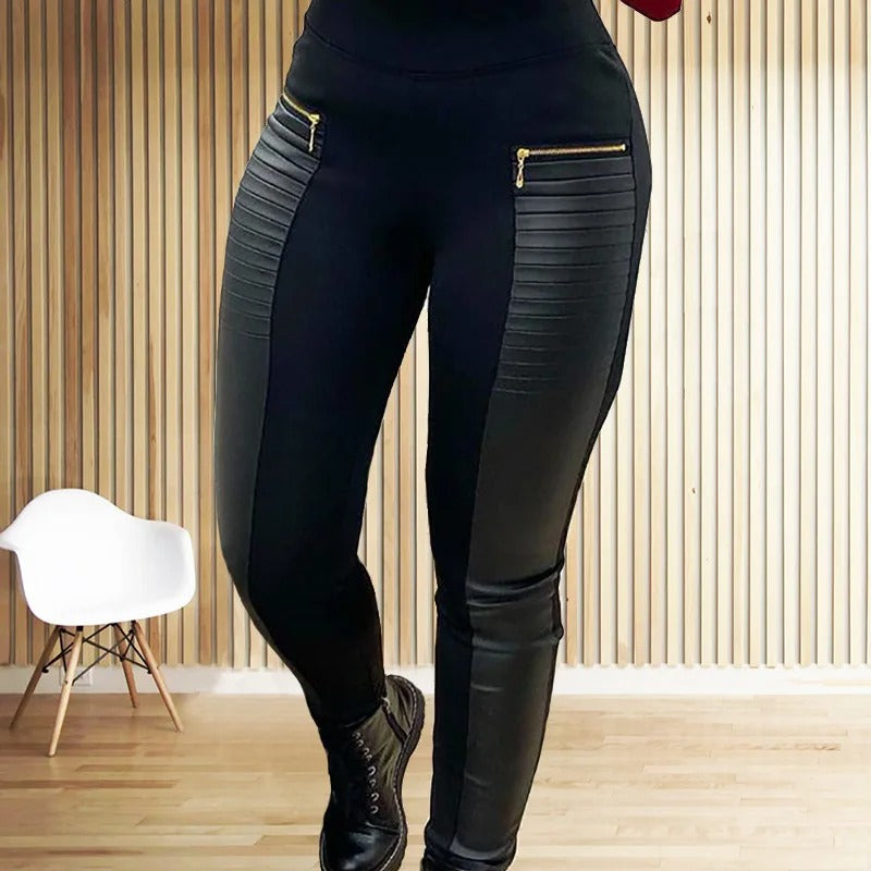 High Waist Slim Splice Pencil Pants