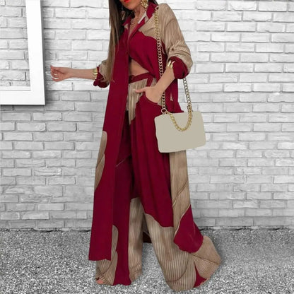 Chic Contrast V-Neck Suit