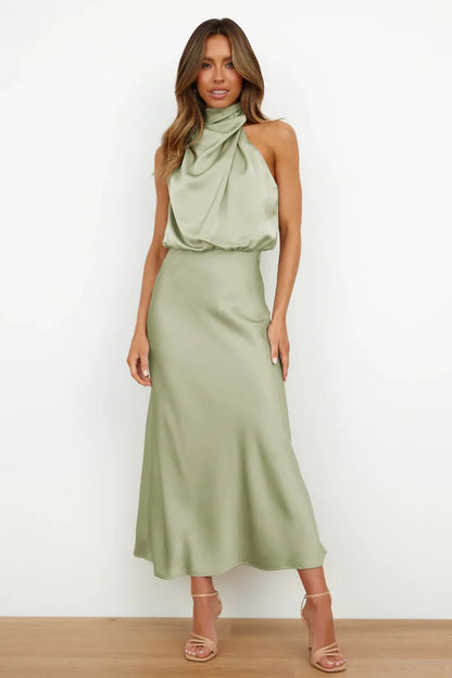 Chic Satin Sequin Evening Dress