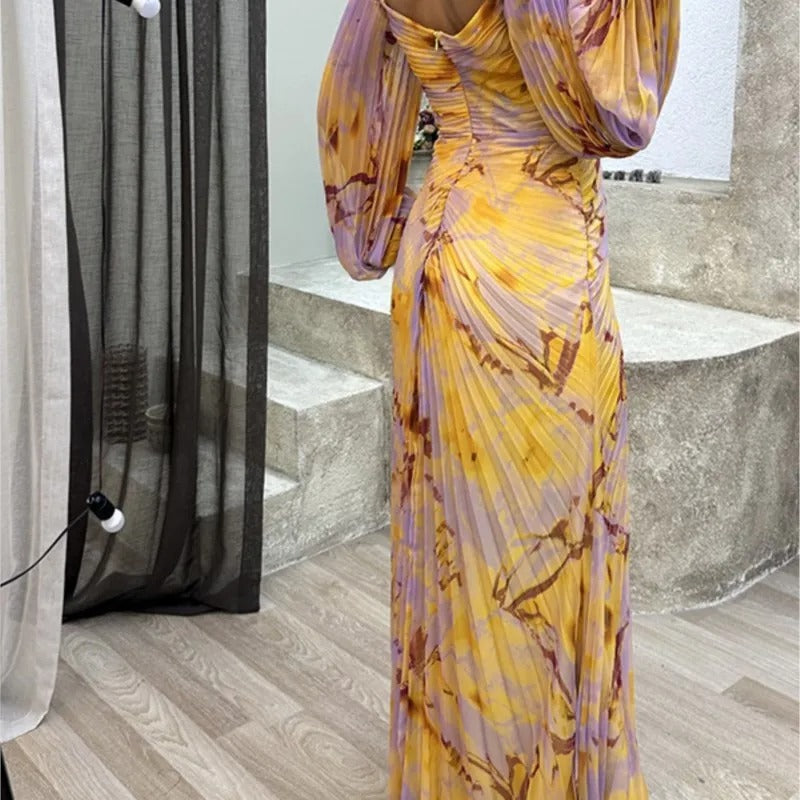 Glam V-Neck Floral Split Dress