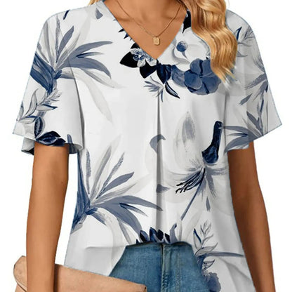 Floral V-Neck Summer Tee for Women