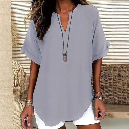 Summer Loose Solid Color Women's Casual Shirt Rich Allure