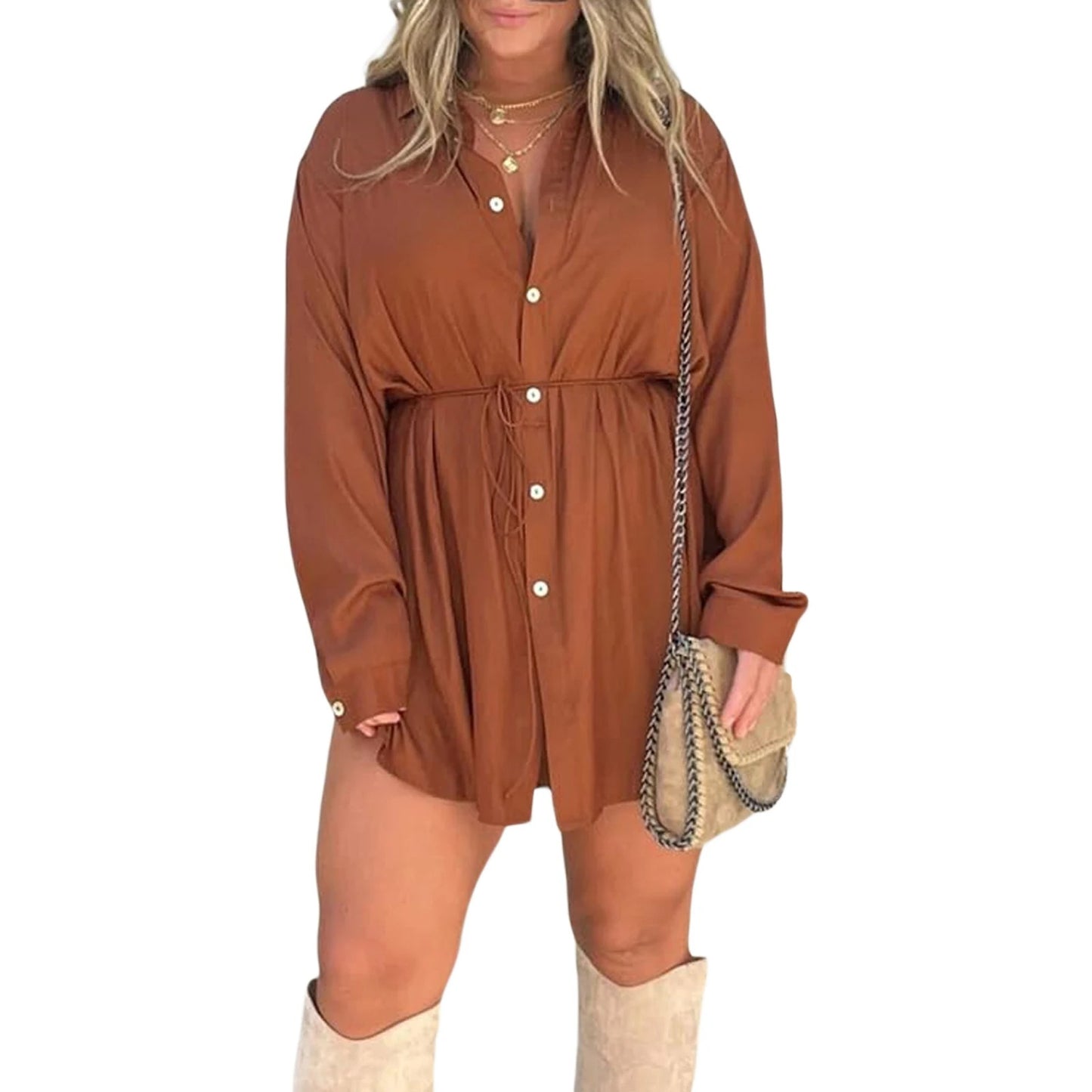 Velvet Diamond Button Shirt Jumpsuit