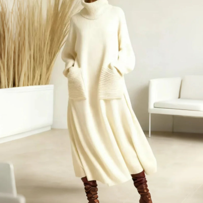 Women's Solid Color High-Neck Long-Sleeve