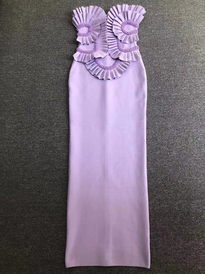 Lavender Strapless Bandage Dress