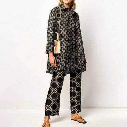 Vintage Print Loose Two-Piece Set