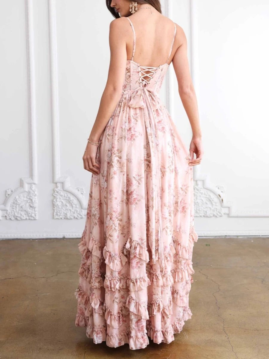 Sexy Ruched Split Maxi Dress