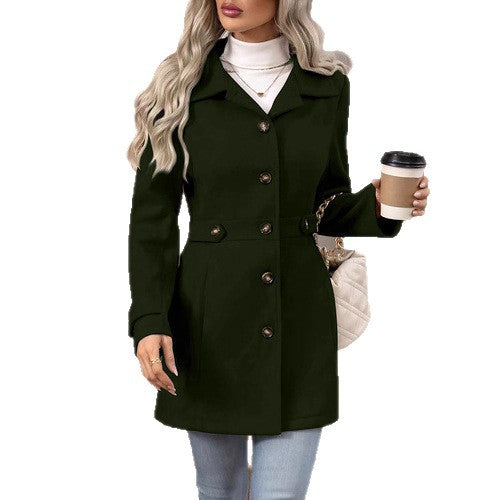 Women’s Mid-Length Plus-Size Lined Wool Coat