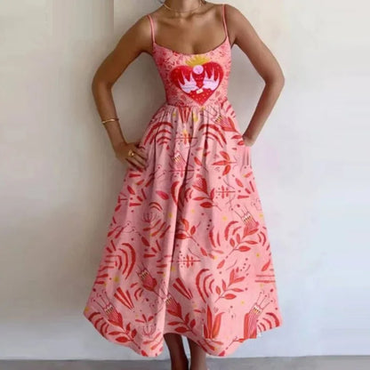 Fish & Shrimp Print Maxi Dress