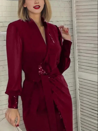 Sequin Glam V-Neck Mini Dress
