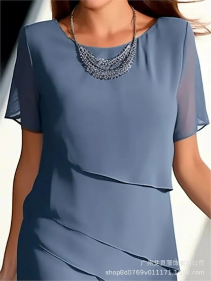 Solid Color Ruffle Dress