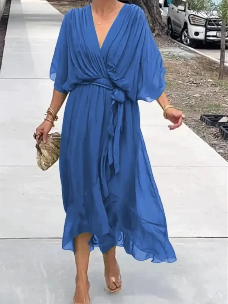 Chic V-Neck Long Dress