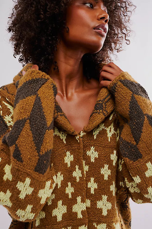 Women’s Fashion Abstract Print Knit Sweater