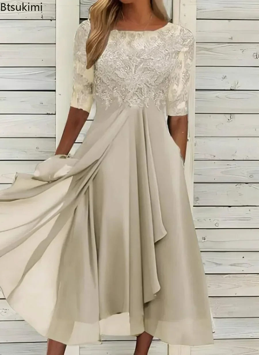 Elegant Gradient Colorblock Midi Dress